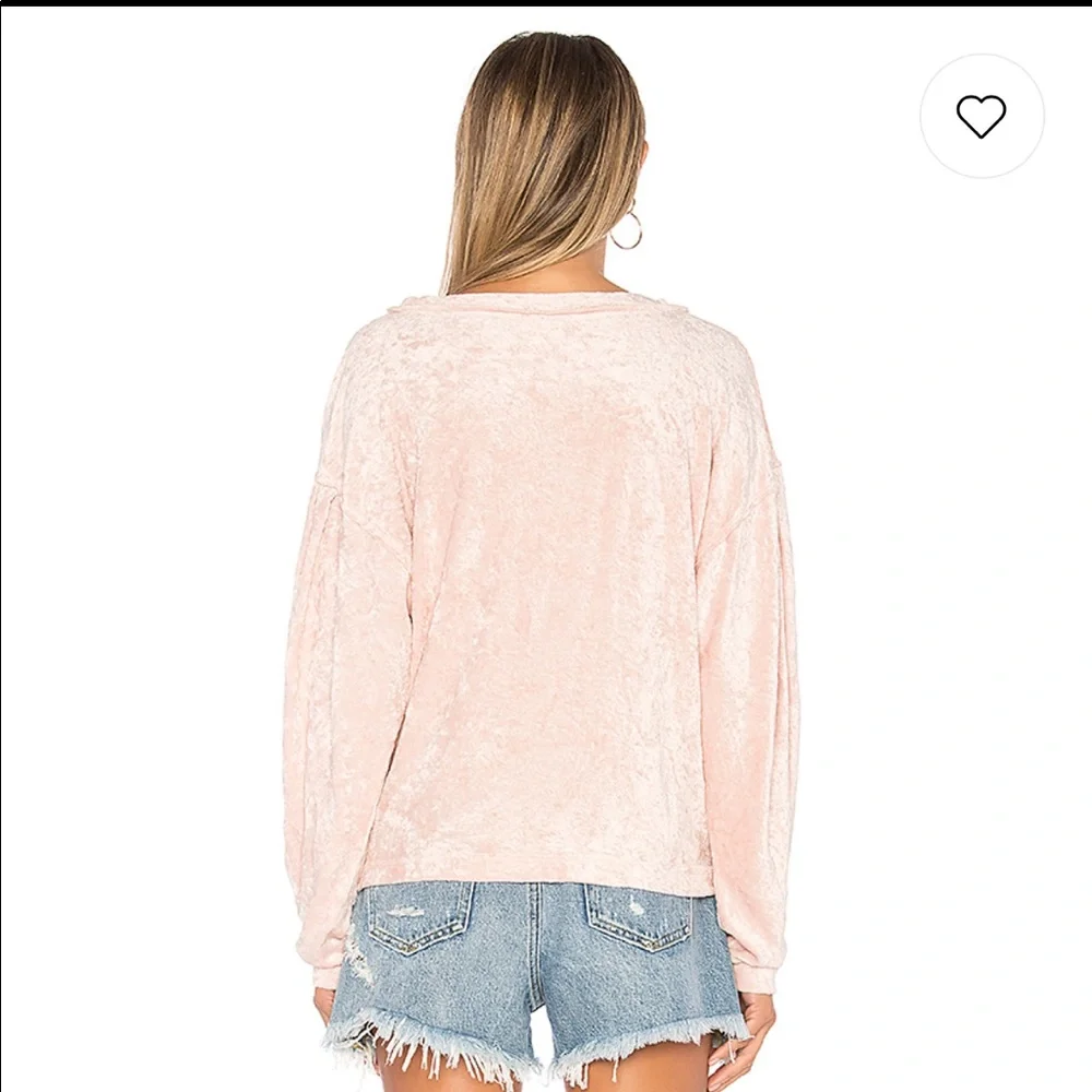 FREE PEOPLE MILAN CRUSHED VELVET LONG SLEEVE TOP‎ BLUSH Boho Coastal Grandmother